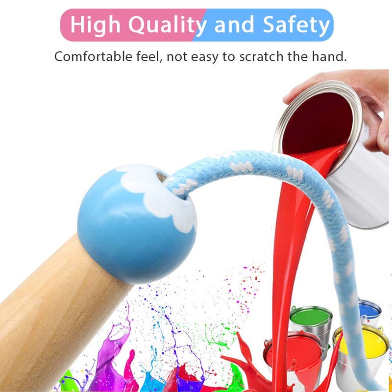 Ace one Jump Rope Kids, 7ft Adjustable Cotton Skipping Rope with Wooden Handle for Boys and Girls Fitness Outdoor Exercise (Pink+Blue) - Image 3